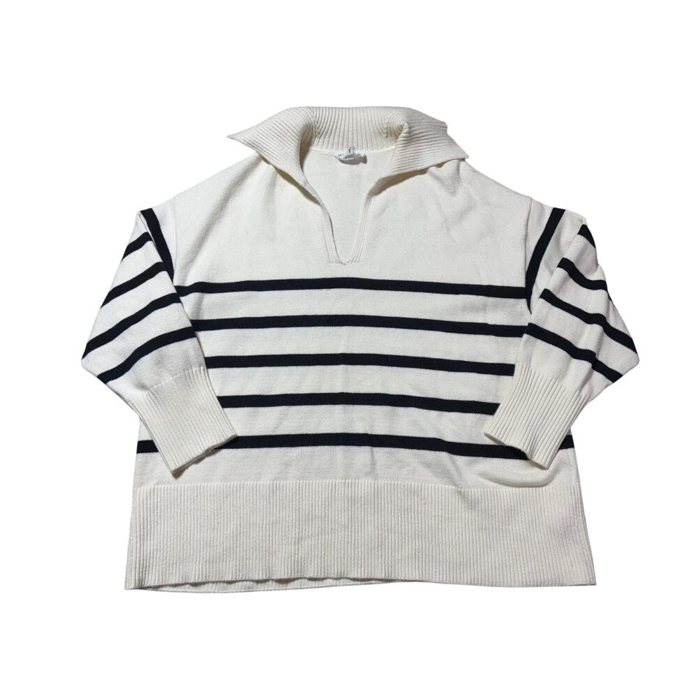 For The Republic Womens 3X Black & White Stripe Heavyweight Knit Sweater